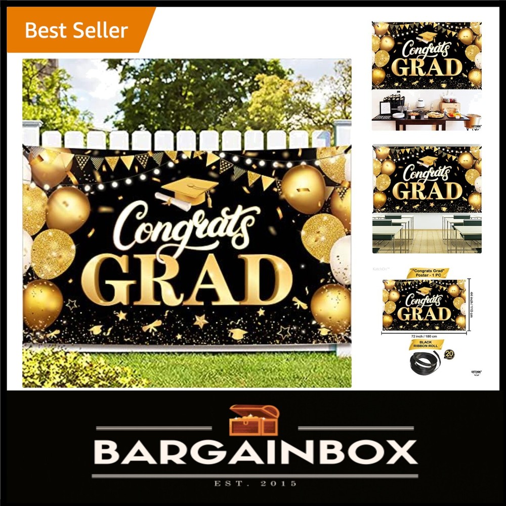 Celebrate with Style: 72×44 Inch Congrats Grad Banner – Durable & Elegant