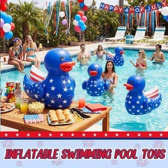 Hungdao 8 Pack Patriotic Inflatable Decoration Duck Pool Floats 16 Inch Large…