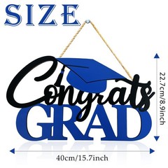 Graduation Decoration 2026 Blue Congrats Grad Wood Sign Photo