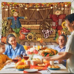 Fall Thanksgiving Banner Autumn Party Background Decorations orange