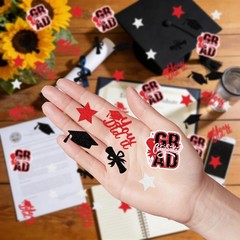 Glitter Red Black Graduation Confetti Congrats Grad Cap Stars Decor 200 PCS