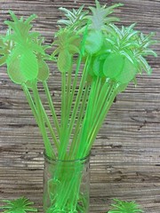 20 Green Pineapple Swizzle Sticks 9.5″ tall 4 Adult Beverages Cocktail Tiki