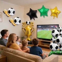 7Pcs Soccer Party Decorations,Giant Self Standing Soccer Balloons,Trophies St…