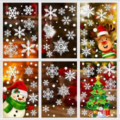 449PCS+ Christmas White Snowflakes Window Clings Decal Stickers