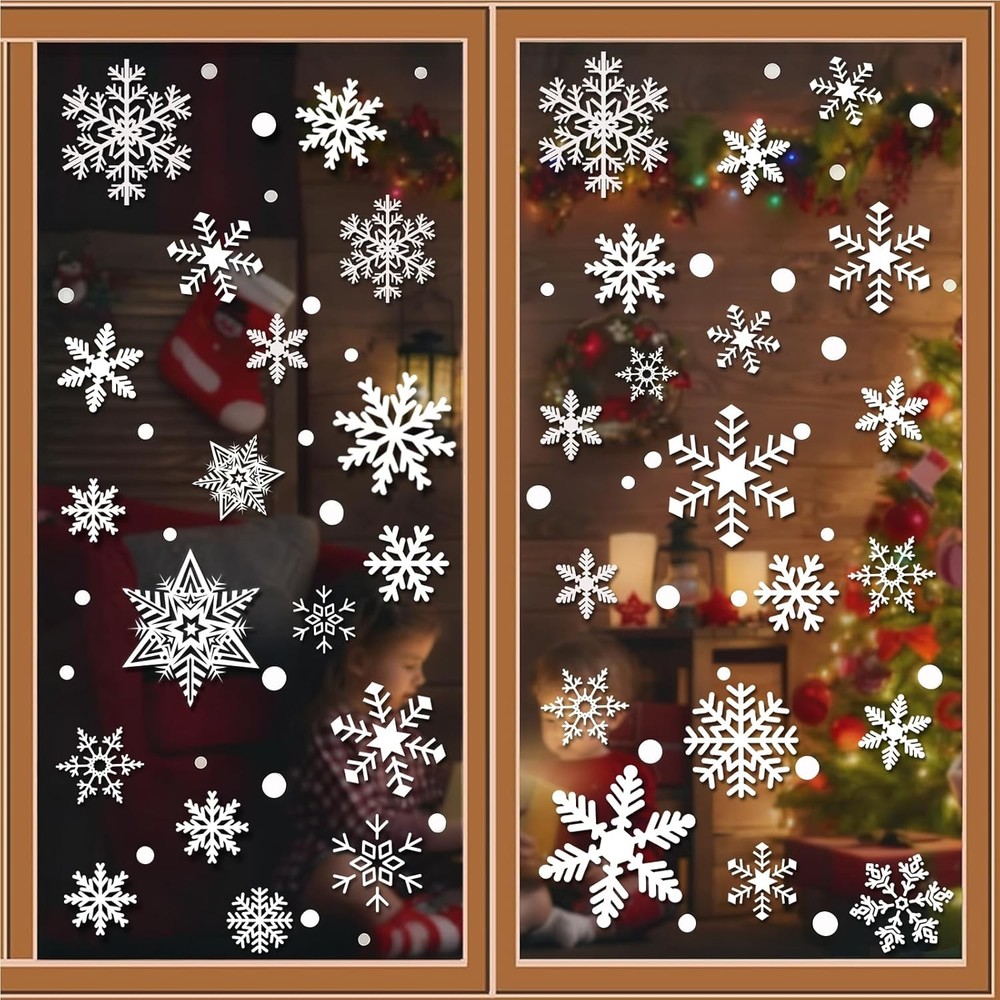 449PCS+ Christmas White Snowflakes Window Clings Decal Stickers