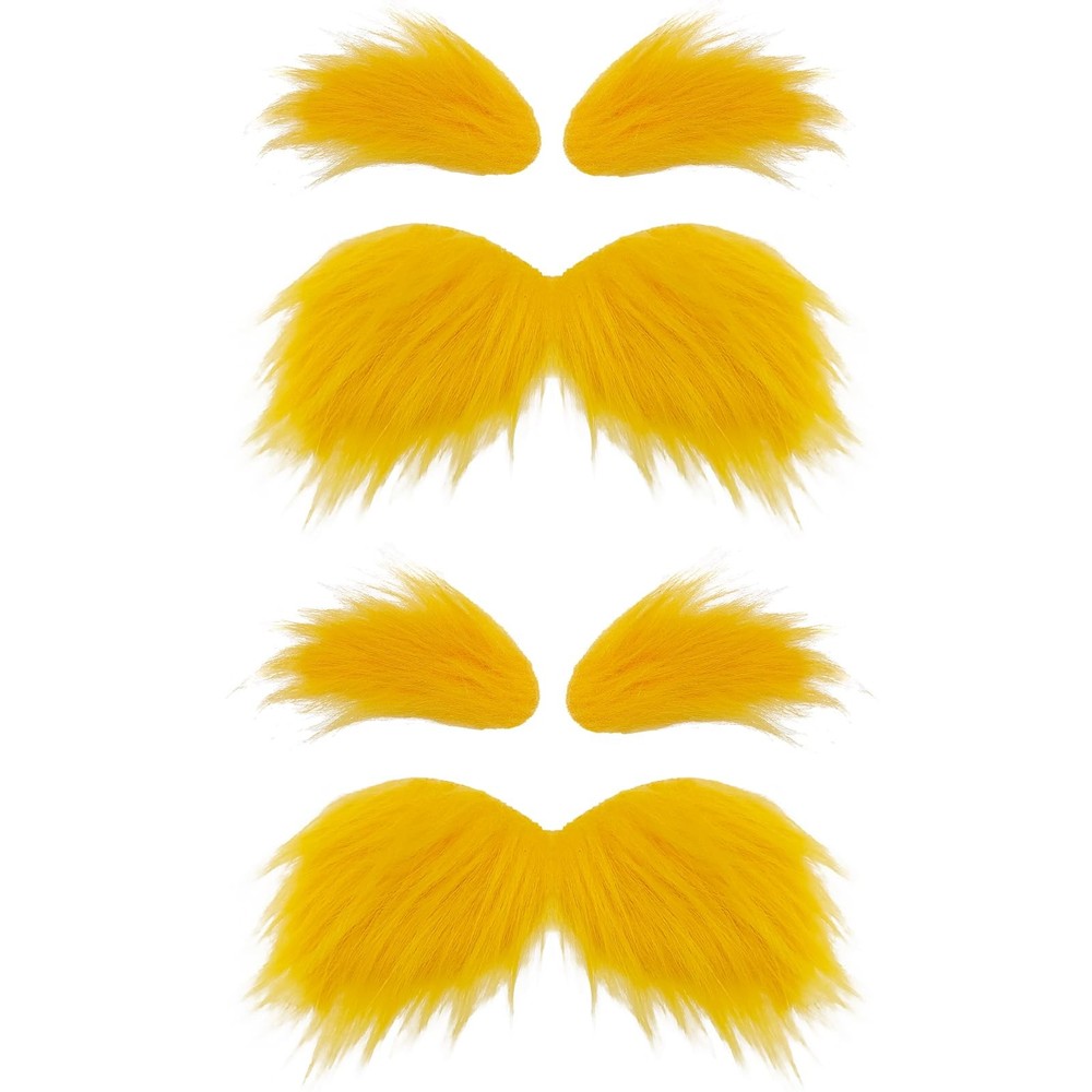 2 Sets Yellow Mustache and Eyebrows,Halloween Self Adhesive Faux…