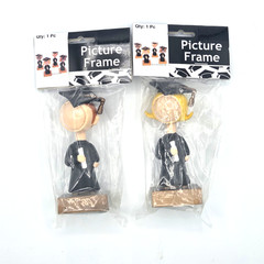 Graduation Figurines Boys(2) Girls(2) Bobble Head by Picture Frame Lot of 4 New