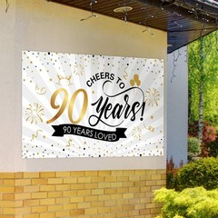 Blulu Happy 90Th Birthday Backdrop Background Banner Large Men Women 9