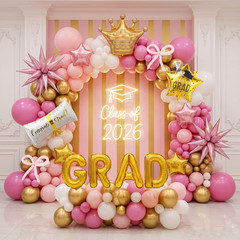 Purple Graduation Decorations 2026 Set of 4 GRAD Balloon Boxes with Balloon Arch