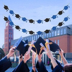 Blue Graduation Decorations Class of 2026 Graduation Banner Pre-Strung Glitter C