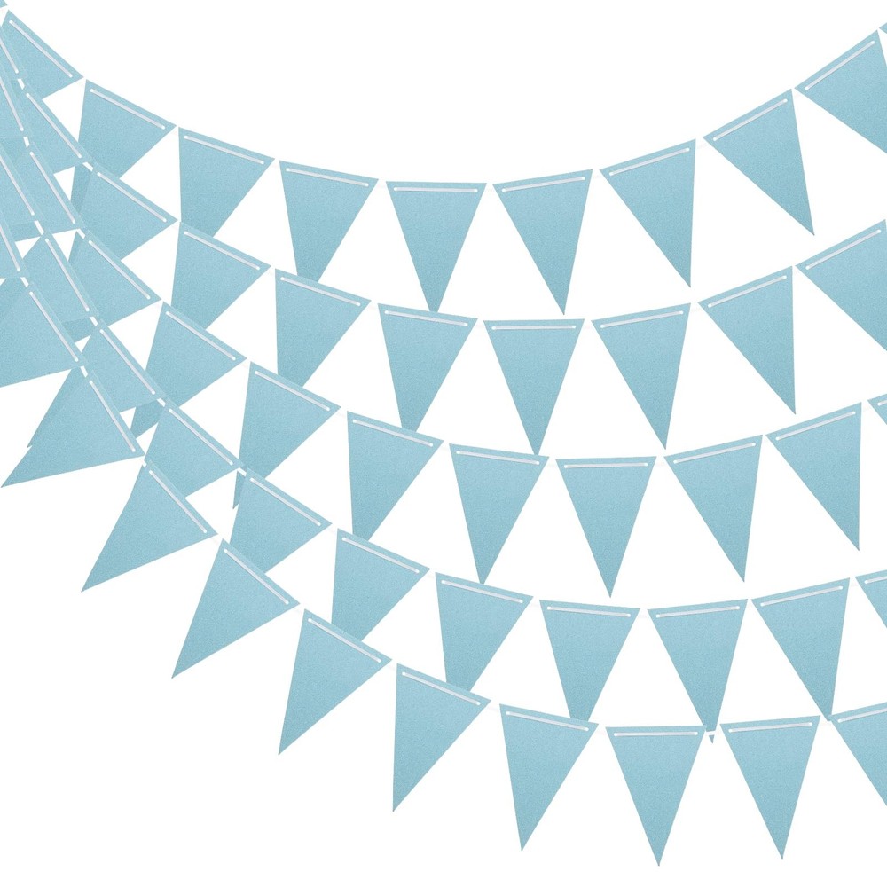 5 Pcs 10 Feet Light Blue Pennant Banner Flags String Triangle Hanging Triangl…