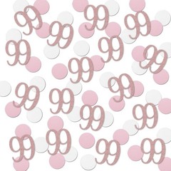 200 PCS Rose Gold 99 Confetti 99th Glitter Birthday Number Anniversary Decor