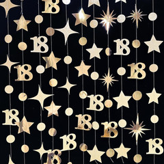 Champagne Gold 18Th Birthday Decorations Number 18 Circle Dot Twinkle Star Garla