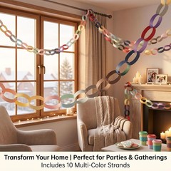 Macaron Pastel Chain & Mirror Star Garland Kit with Double-Sided Tape, Pre-Cu…