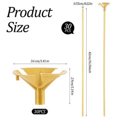 30pcs Gold Plastic Balloon Sticks,Balloon Sticks with Cups,Palitos para Globo
