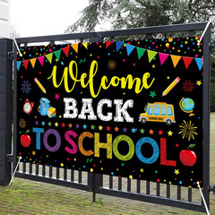 Welcome Back to School Backdrop, 72 X 44 Inch First Day of School Banner | Welco