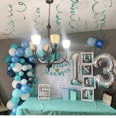 Teal Balloon Garland Arch Kit, Navy Blue Light Blue Teal White Turquoise