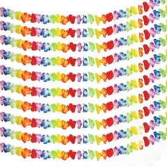 10 Pack Super Long Tropical Multicolored Plastic Garland Flower Leis for Part…