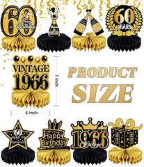 9 Pcs 60Th Birthday Decoration for Men Women 60Th Birthday Centerpieces for Tabl