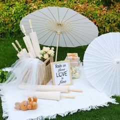 12 Pack Paper Umbrellas for Weddings 33.1 Inch White Paper Parasols for Guest…
