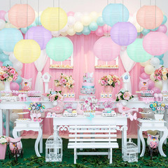 12 PCS Colorful Hanging Paper Lanterns Pastel 10 in Macaron-Colored Neon Chinese