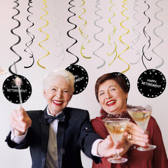 Retirement Party Decorations for Men Women Black Gold Happy Retirement Banner Ha