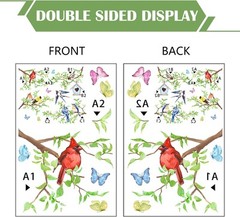 Yovkky Spring Summer Birds Branches Window Clings 4 Sheets,