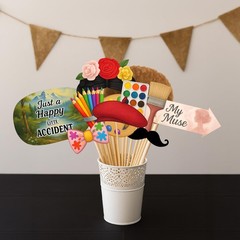 Paint and Sip Party Photo Booth Props, Creative Artist & Wine Themed Decorati…