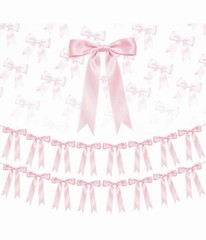 2 Strings of 16PCS Pink Bow Garlands Banner Decoration,Pre-Strung Satin Ribbo…