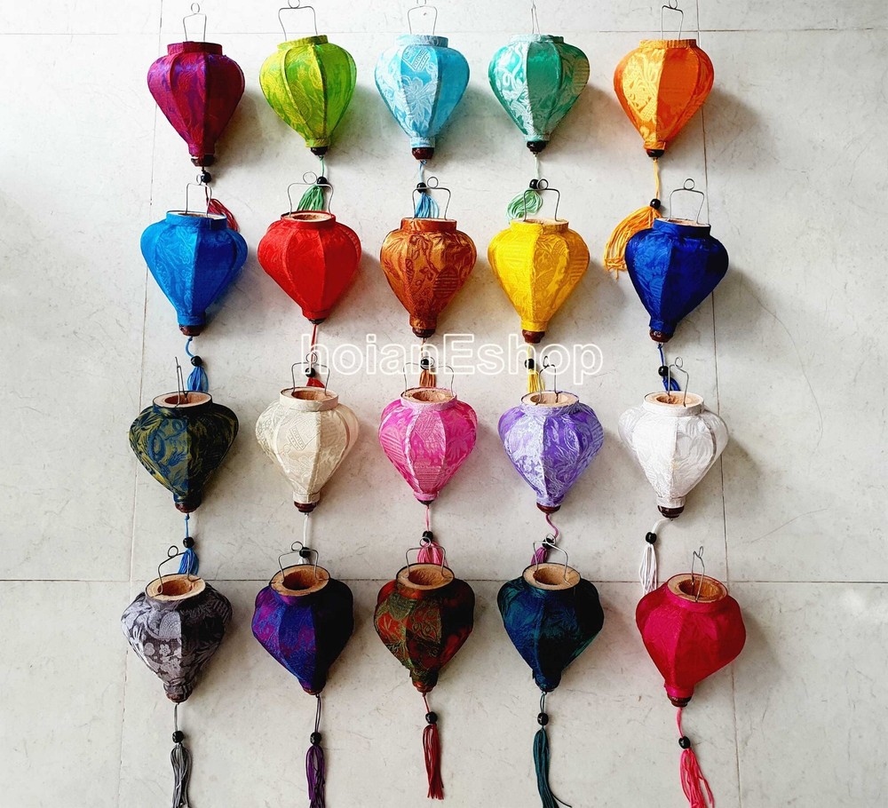 Set 20 Hoi An silk lanterns 10cm lanterns with 20 pattern colors – wedding gifts