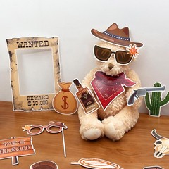 24 PCS Western Cowboy Photo Booth Props Cowboy Cowgirl Birthday Decorations