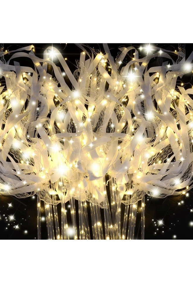200PCS Light up Wands for wedding, Wedding Wands Streamers with 3 Colorful Fl…