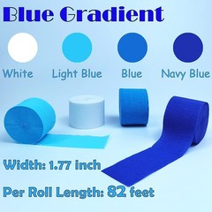 8 Rolls 656 ft Blue Gradient Crepe Paper Streamers Birthday Party Decor