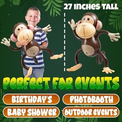 Large Inflatable Monkey (Pack of 3) 27-Inch Monkeys for Baby Shower, Safari, …