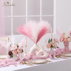 Serwalin Pampas Grass Pink Decor 17.7 17 Inch 6 Pcs, A Blush & Cream &