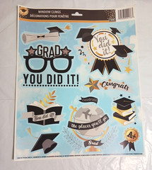 Graduation Party Supplies. Decorations, stickers, clings, plates, napkins, glass