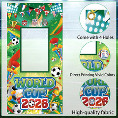 World Cup Decorations Photo Banner Backdrop 71X35 Inches Soccer Party Photo Boot