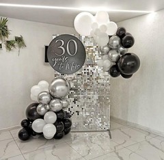 Black and Silver Balloons, 60pcs 12 Inches Black White Silver Confetti Balloo…