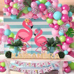 142Pcs Tropical Flamingo Balloons Garland Arch Kit, 40″ Flamingo Balloons Hot Pi