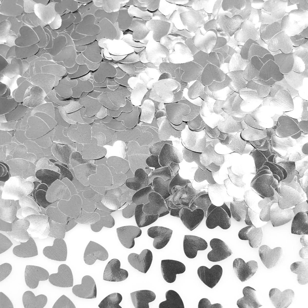 60g Silver Metallic Heart Shaped Glitter Mylar Table Confetti Decorations