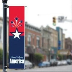 Stock Patriotic ‘Happy Birthday America’ – Holiday 24″x96″ Pole Banner FREE SHIP