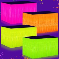Glow in the Dark Party Supplies – 4Pack Neon 31.5″ x 118″, Colorful