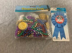Beistle Creation Treasure Loot Beads & Coins & Pirate Award Ribbon