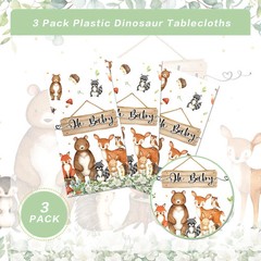 3pcs Woodland Animals Tablecloth Forest Wild Creatures Baby Shower Table Covers