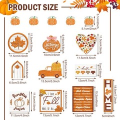 15 Pcs Thanksgiving Tiered Tray Decor Set Pumpkin Table Decor Rustic Thanksgi…