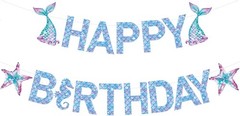 🔥Mermaid Happy Birthday Banner, Mermaid Birthday Party Decorations🔥