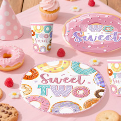 155 Pcs Two Sweet Birthday Decorations, Donut 2Nd Birthday Decorations for Girl