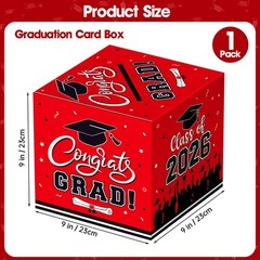 PERFQU Graduation Card Box 2026 – Congrats Grad Boxes Holder, Red
