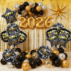 New Year Balloons Decorations-12pcs Happy New Year Balloons Star and Round Ne…
