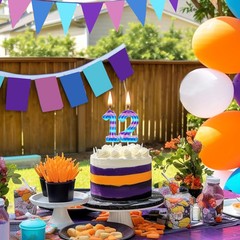 Video Game Birthday Candles Piñata Gaming purple, pink, light blue, deep blue